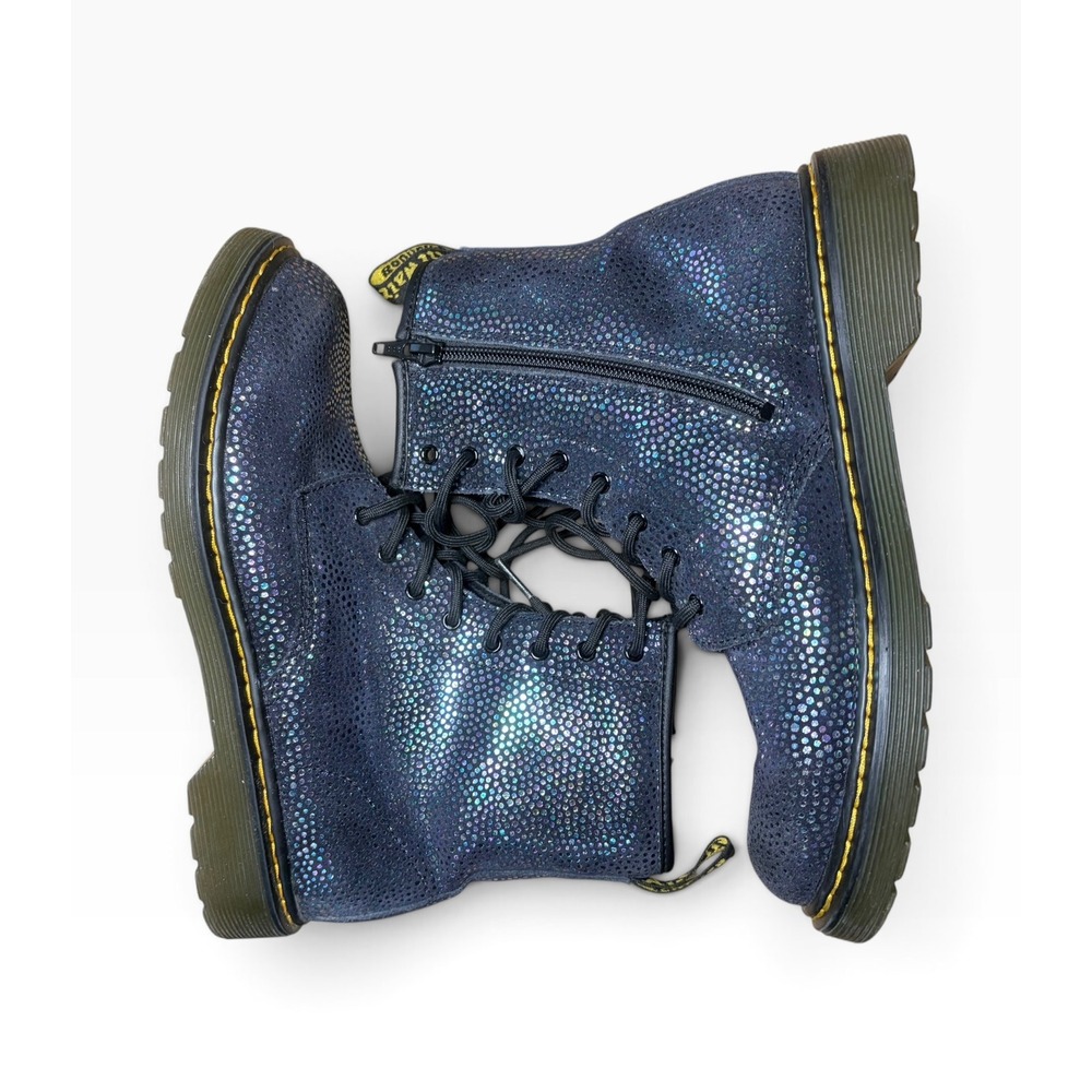 Dr. Martens 1460 Y Iridescent Blue Metallic Dot Lace Up Side Zip Boots 7L 6M